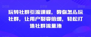 玩转社群引流课程，教你怎么玩社群，让用户裂变倍增，轻松打造社群流量池-吗喽副业资源站