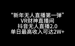 “新年无人直播第一弹“VR财神直播间,抖音无人直播2.0,单日最高收入可达2W+【揭秘】-吗喽副业资源站