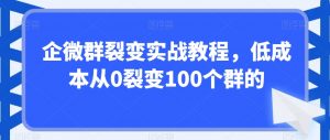 企微群裂变实战教程，低成本从0裂变100个群的-吗喽副业资源站