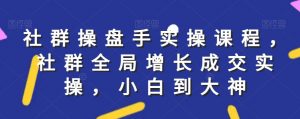 社群实操课程，社群全局增长成交实操，小白到大神-吗喽副业资源站
