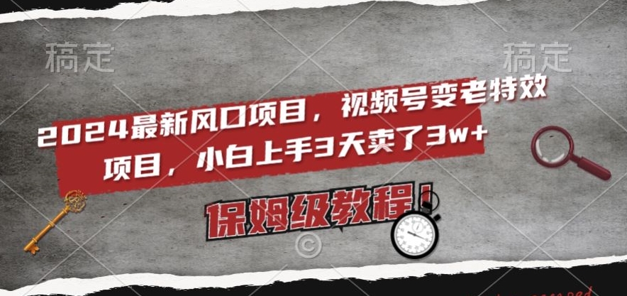 2024最新风口项目，视频号变老特效项目，电脑小白上手3天卖了3w+，保姆级教程【揭秘】-吗喽副业资源站