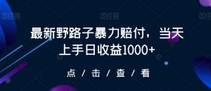 最新野路子暴力赔付，当天上手日收益1000+【仅揭秘】-吗喽副业资源站