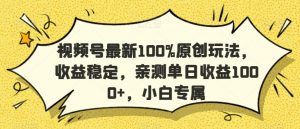 视频号最新100%原创玩法，收益稳定，亲测单日收益1000+，小白专属【揭秘】-吗喽副业资源站