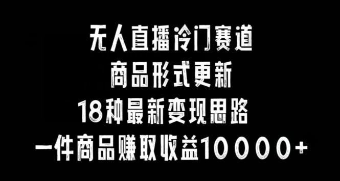 无人直播冷门赛道，商品形式更新，18种变现思路，一件商品赚取收益10000+【揭秘】-吗喽副业资源站