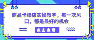 商品卡爆店实操教学,每一次风口,都是最好的机会-吗喽副业资源站