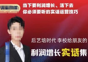 后艺培时代李校给朋友的利润增长实话集，当下要利润增长、活下去你必须要听的实话运营技巧-吗喽副业资源站