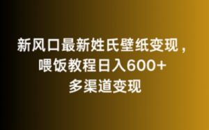 新风口最新姓氏壁纸变现，喂饭教程日入600+【揭秘】-吗喽副业资源站