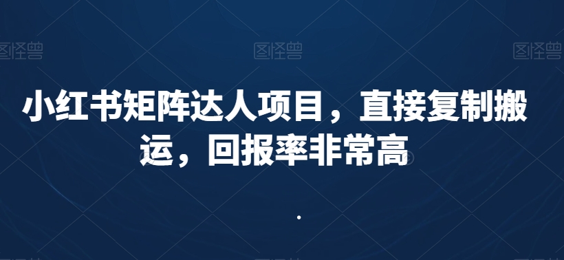 小红书矩阵达人项目，直接复制搬运，回报率非常高-吗喽副业资源站