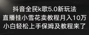 抖音全民k歌5.0新玩法，直播挂小雪花卖教程月入10万，小白轻松上手，保姆及教程来了【揭秘】-吗喽副业资源站