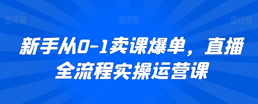 新手从0-1卖课爆单，直播全流程实操运营课-吗喽副业资源站