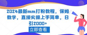 2024最新mm打粉教程，保姆教学，直接实操上手简单，日引2000+【揭秘】-吗喽副业资源站