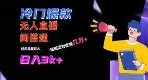 冷门爆款直播间手把手搭建，流量巨大，日入3k+【揭秘】-吗喽副业资源站