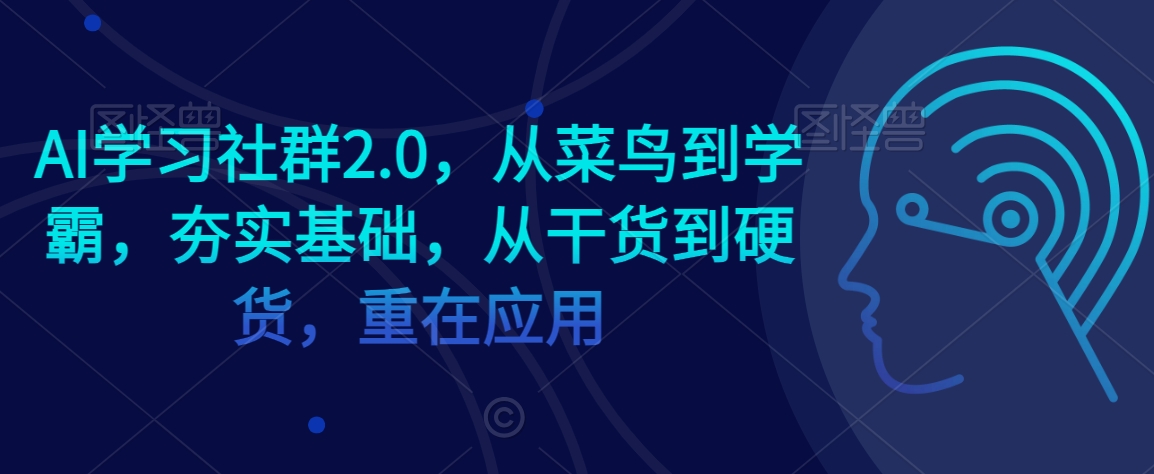 AI学习社群2.0，从菜鸟到学霸，夯实基础，从干货到硬货，重在应用-吗喽副业资源站