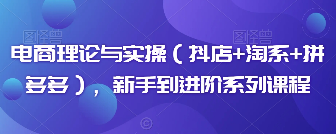 电商理论与实操（抖店+淘系+拼多多），新手到进阶系列课程-吗喽副业资源站