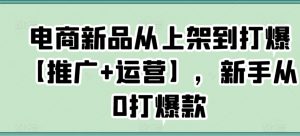 电商新品从上架到打爆【推广+运营】，新手从0打爆款-吗喽副业资源站