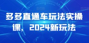 多多直通车玩法实操课，2024新玩法-吗喽副业资源站