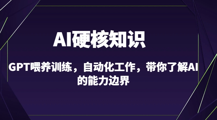 AI硬核知识-GPT喂养训练，自动化工作，带你了解AI的能力边界（10节课）-吗喽副业资源站