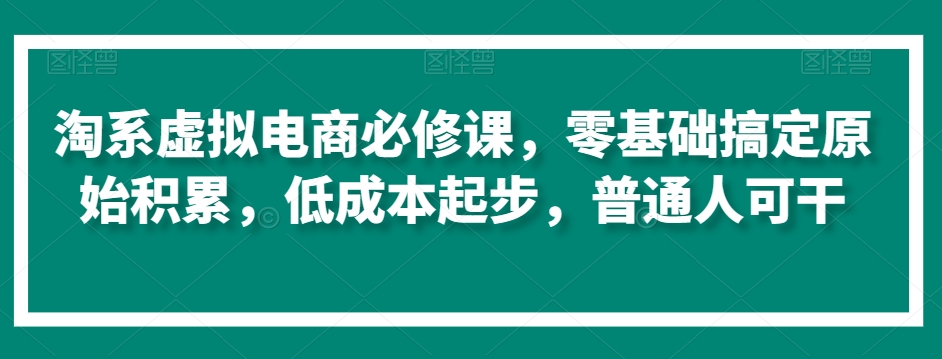 淘系虚拟电商必修课，零基础搞定原始积累，低成本起步，普通人可干-吗喽副业资源站