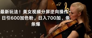 最新玩法！美女视频分屏逆向操作~日引600加色粉，日入700加，条条爆【揭秘】-吗喽副业资源站