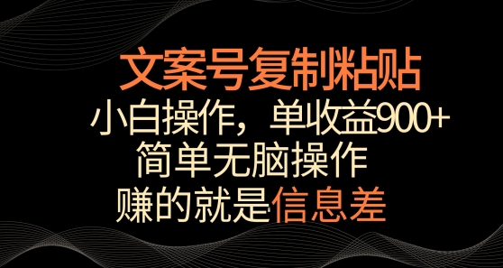 文案号掘金，简单复制粘贴，小白操作，单作品收益900+【揭秘】-吗喽副业资源站