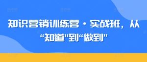 知识营销训练营·实战班,从“知道”到“做到”-吗喽副业资源站