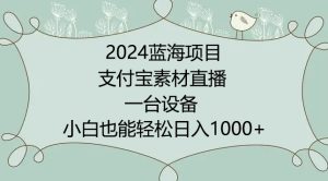 2024年蓝海项目，支付宝素材直播，无需出境，小白也能日入1000+ ，实操教程【揭秘】-吗喽副业资源站