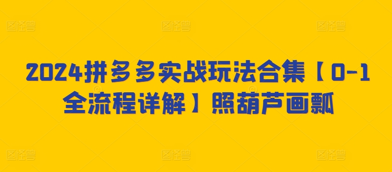 2024拼多多实战玩法合集【0-1全流程详解】照葫芦画瓢-吗喽副业资源站