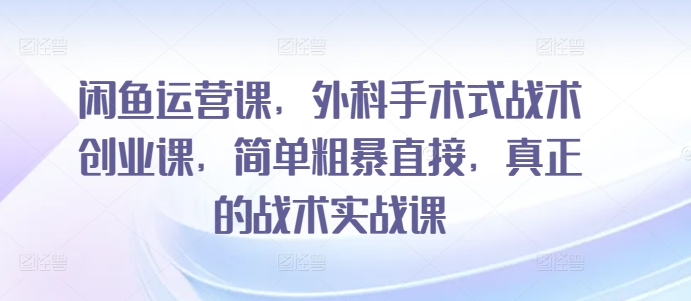 闲鱼运营课，外科手术式战术创业课，简单粗暴直接，真正的战术实战课-吗喽副业资源站