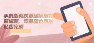 手机版剪映基础案例特效课程，零基础也可以轻松完成-吗喽副业资源站