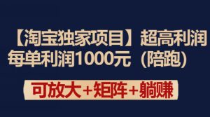 【淘宝独家项目】超高利润：每单利润1000元【揭秘】-吗喽副业资源站