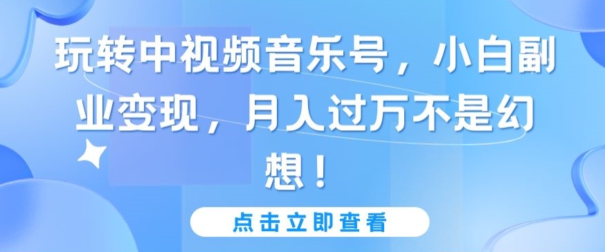 玩转中视频音乐号，小白副业变现，月入过万不是幻想【揭秘】-吗喽副业资源站