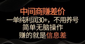 中间商赚差价，一单纯利润30+，简单无脑操作，赚的就是信息差，轻轻松松日入1000+【揭秘】-吗喽副业资源站