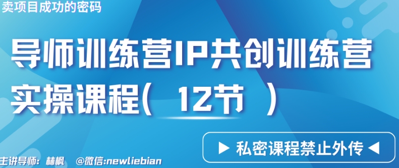 导师训练营3.0IP共创训练营私密实操课程（12节）-卖项目的密码成功秘诀【揭秘】-吗喽副业资源站