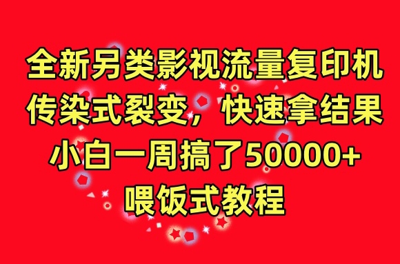 全新另类影视流量复印机，传染式裂变，快速拿结果，小白一周搞了50000+，喂饭式教程【揭秘】-吗喽副业资源站