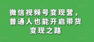 微信视频号变现营，普通人也能开启带货变现之路-吗喽副业资源站