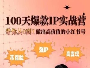 小红书100天爆款IP实战营，带你从0到1做出高价值的小红书号-吗喽副业资源站