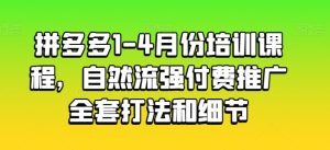 拼多多1-4月份培训课程，自然流强付费推广全套打法和细节-吗喽副业资源站