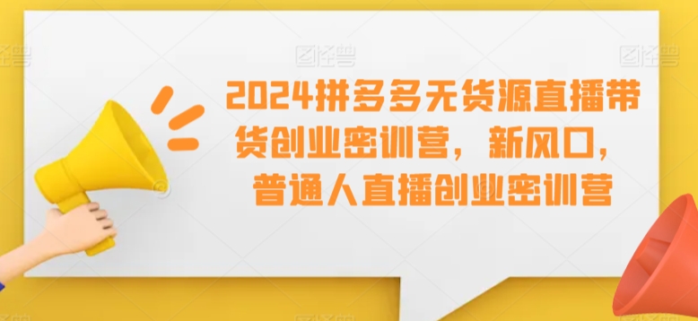 2024拼多多无货源直播带货创业密训营，新风口，普通人直播创业密训营-吗喽副业资源站