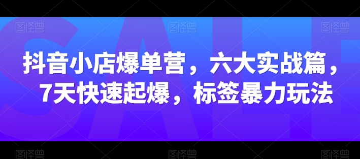 抖音小店爆单营，六大实战篇，7天快速起爆，标签暴力玩法-吗喽副业资源站