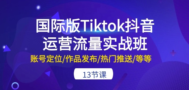 国际版Tiktok抖音运营流量实战班：账号定位/作品发布/热门推送/等等-13节-吗喽副业资源站