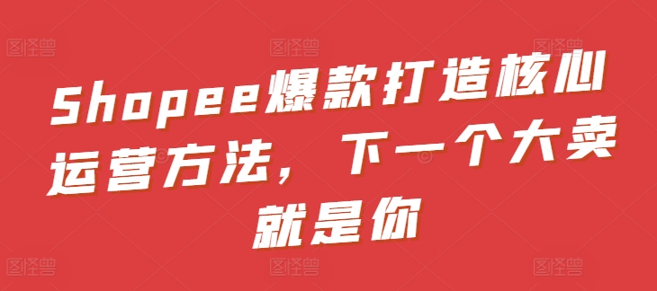 Shopee爆款打造核心运营方法，下一个大卖就是你-吗喽副业资源站