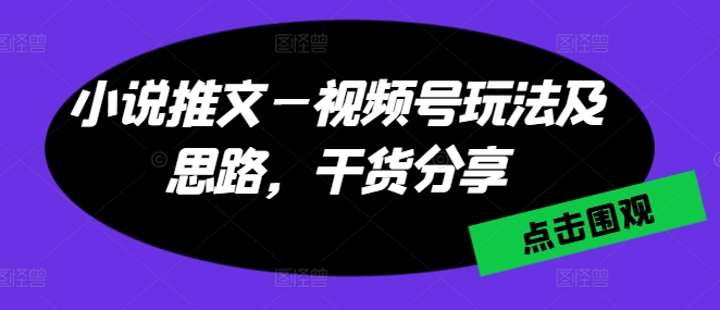 小说推文—视频号玩法及思路，干货分享-吗喽副业资源站