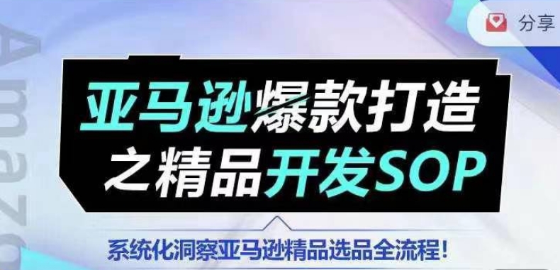 【训练营】亚马逊爆款打造之精品开发SOP，系统化洞察亚马逊精品选品全流程-吗喽副业资源站