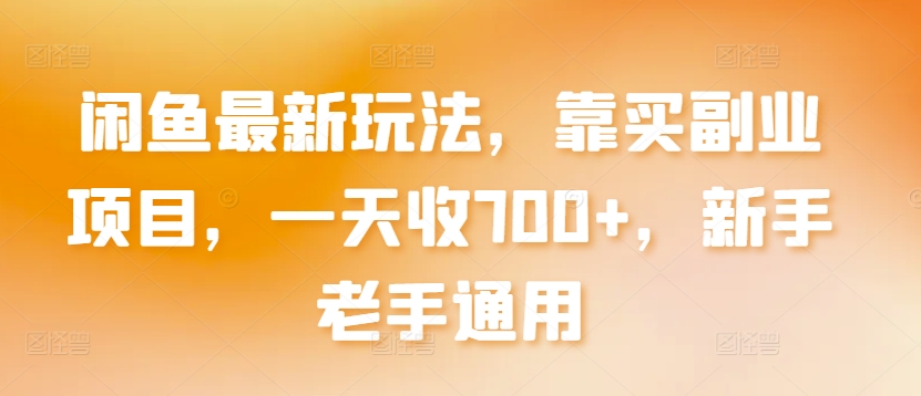 闲鱼最新玩法，靠买副业项目，一天收700+，新手老手通用【揭秘】-吗喽副业资源站