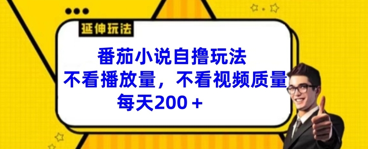 番茄小说日赚200+绝技：无视播放量与视频质量，独家自撸策略大公开-吗喽副业资源站