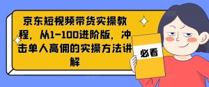 京东短视频带货：零基础到日赚斗金，进阶实操秘籍，揭秘高佣带货技巧-吗喽副业资源站