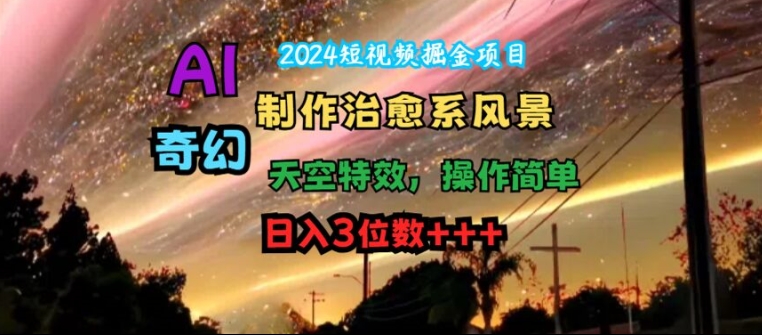 2024短视频AI造景日赚3位数：治愈系风景+奇幻天空特效，一键操作爆红秘籍-吗喽副业资源站