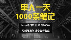 BOSS直聘日赚秘籍：单人狂刷千条笔记，日入破两千实战技巧大公开-吗喽副业资源站