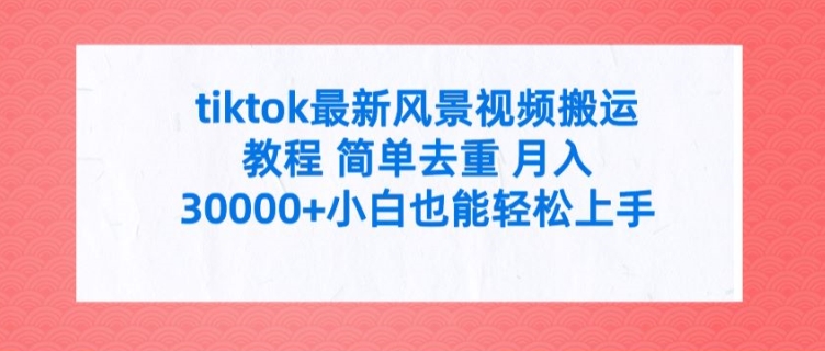TikTok风景视频爆火秘籍：一键去重，小白月赚3W+实战教程-吗喽副业资源站
