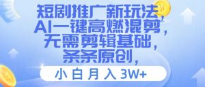 AI混剪神器，短剧推广新纪元，小白秒变高手，月赚3W+秘笈曝光-吗喽副业资源站